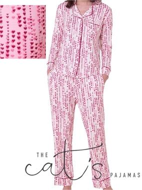 NWT The Cat's Pajamas pink heart pattern pajama set